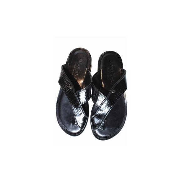 Luke Black Mens Leather Sandals, Italian Shoes